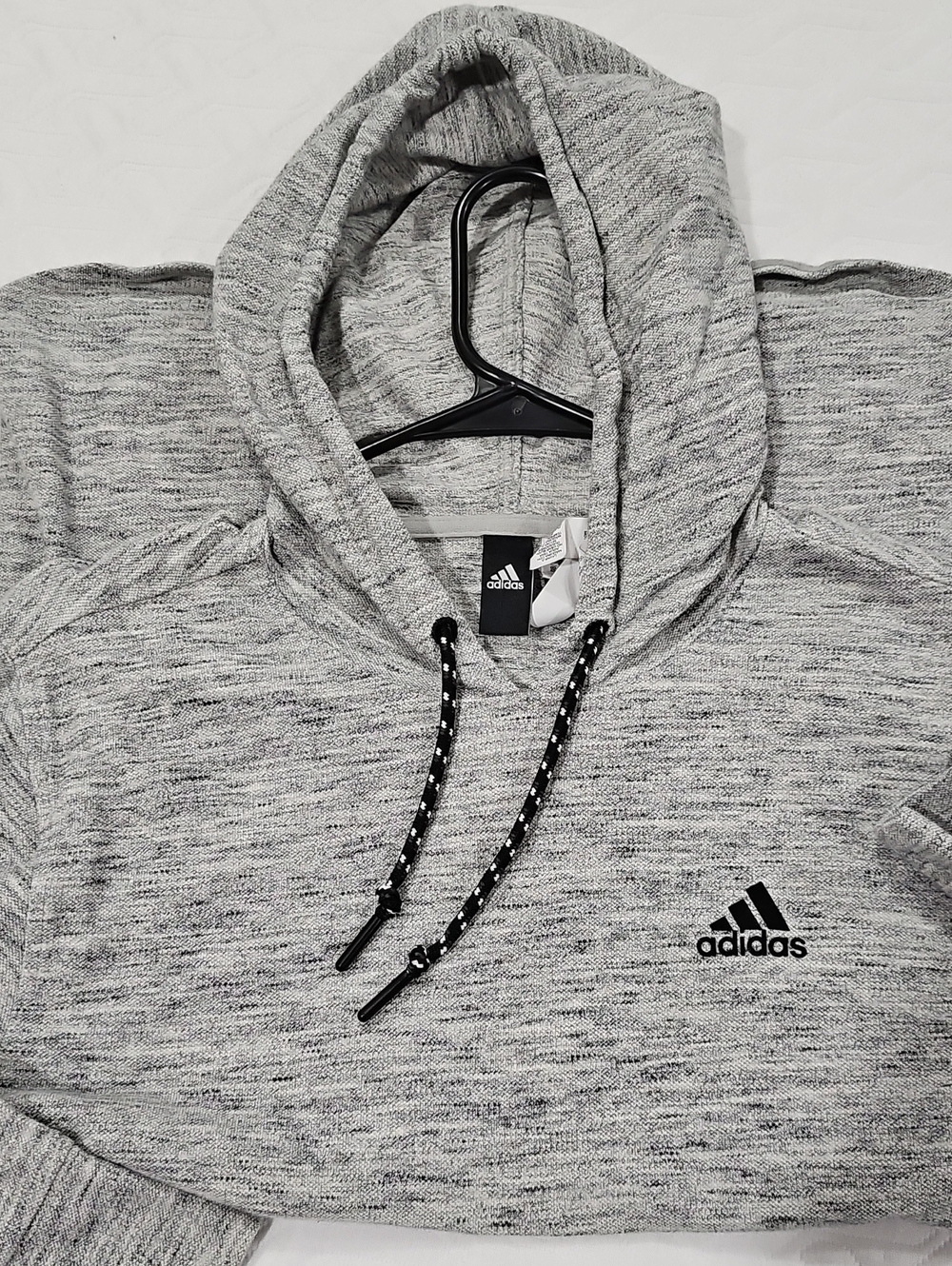 adidas Light Gray Heather Hoodie with Black Logo